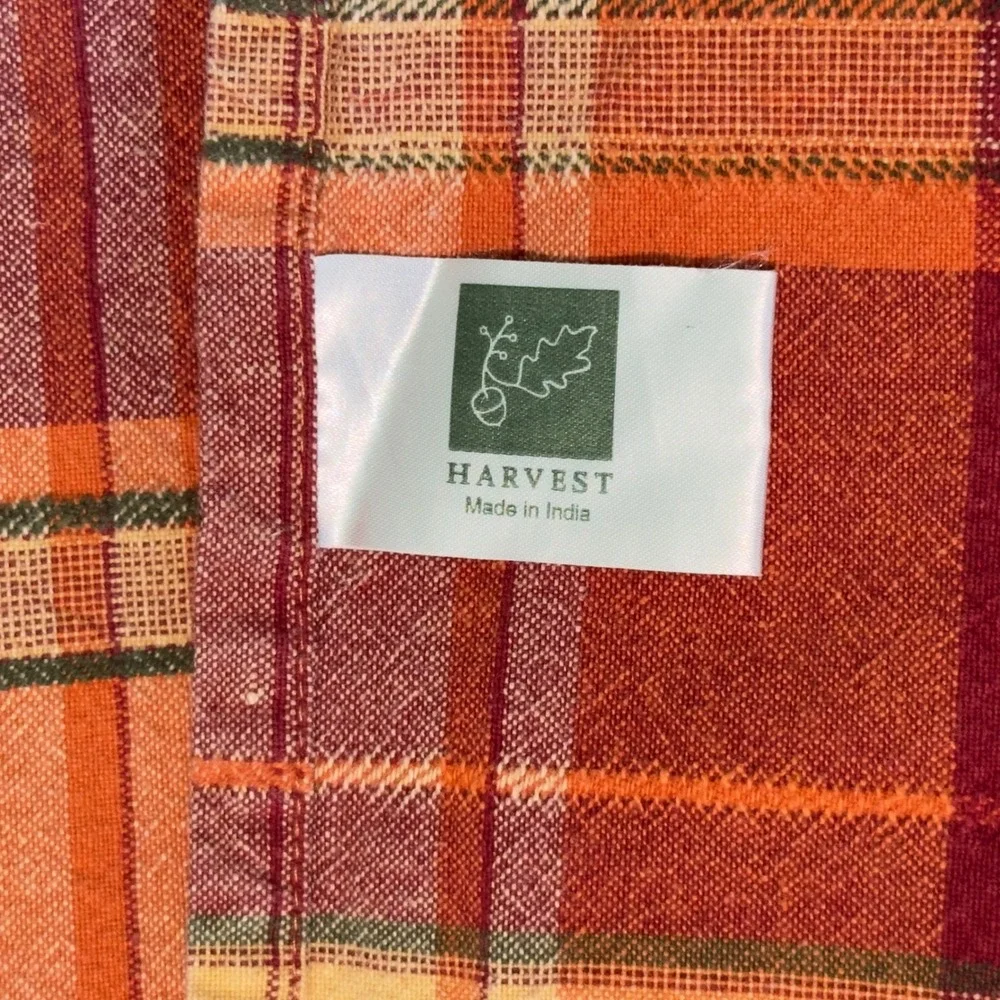 Harvest Orange Burgundy Plaid Tablecloth 56x89 Rectangular Cotton Fall Cottage